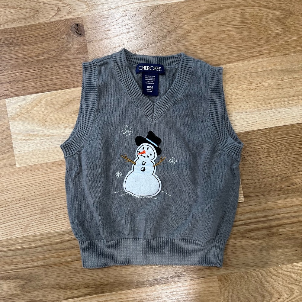 Snowman sweater vest for toddler